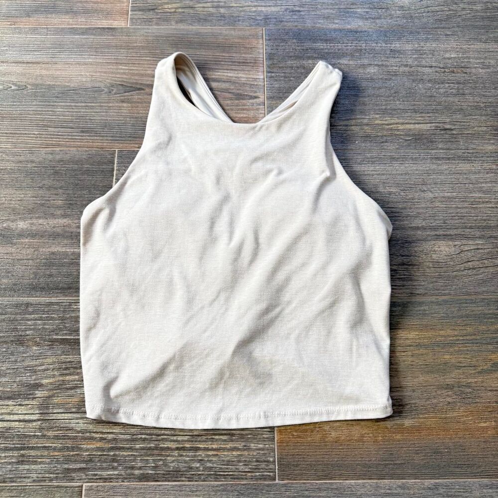 Jockey Women's Cream and Tan Sports bra tank Racerback